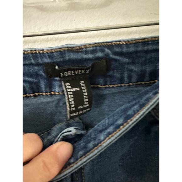 Forever 21 Jeans Women's 27 Dark Wash Denim Skinny Distressed High Rise - Picture 5 of 8